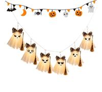 Guirnalda luminosa de Halloween, 181,9 cm, bandera luminosa fantasma | Decoraciones para Halloween Para Su Hogar Sala de estar Ventana Puerta Pared Chimenea Chimenea Escalera Entrada