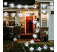 Guirnalda luminosa de Halloween, 5 m, colgante fantasmas, guirnalda luminosa LED de Halloween con pilas, linterna colgante para interior exterior