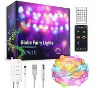 Guirnalda luminosa de LED con forma de bola - 10 m - Sincronización de música - Cambio de color - Guirnalda LED RGB - Control remoto de 40 teclas - Micrófono integrado - Smart Alexa Google Home Tuya
