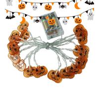 Guirnalda luminosa Halloween, calabaza cara fantasma con 20 luces LED | Alimentado por pilas, decoración exterior e interior para pared jardín valla patio árbol
