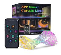 Guirnalda luminosa interior, 256 LED cortina luminosa 4040 colores ajustables, 1,6 x 1,6 m, con control de aplicaciones, pantallas en color RGB, decoraciones de Navidad, ideal para fiestas, jardín