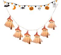 Guirnalda luminosa LED de Halloween, 181,9 cm, bandera luminosa fantasma | Decoración De Halloween Para El Hogar Para Fiesta Entrada Escalera Chimenea Capa Puerta Pared Ventana