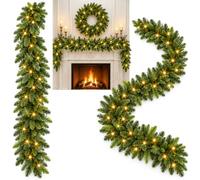 Guirnalda Navidad,2.7m Guirnalda Luminosa Navidad con 50LED,8 Modos,Timer | Guirnalda Navidad con luces,Luz blanco cálido,Decoración Navidad Moderna para Jardín,Chimenea,Escaleras,Exterior
