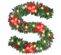 Guirnalda Navidad, 2.7M Guirnalda Navidad con Luces,220 Puntas de Ramas,30 Luces LED Cálidas,Temporizador,Decoración Navideña 2025 para Escaleras,Chimenea,Puerta, Guirnaldas Navidads Exterior/Interior