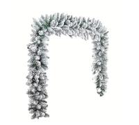 Guirnalda navideña Artificial de Pino y ciprés, Blanca y Verde, 1 Unidad. Plantas de Temporada for decoración navideña, Exterior e Invernal.(White)