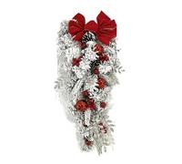 Guirnalda navideña de flores flocadas, adornos navideños for colgar en la puerta, coronas navideñas, adorno de ratán al revés for el árbol.(B2 60cm)