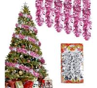 Guirnalda navideña de oropel, 6 Piezas x 2 m de oropel para árbol de Navidad y 12 Lazos, Guirnalda metálica Brillante para Decorar Navidad, Bodas y Fiestas navideñas