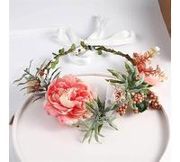 Guirnalda nupcial Corona de corona de flores, corona Tocados de novia Diadema Rosa Flor artificial Corona Cinta de mimbre Diadema Accesorios for el cabello de boda