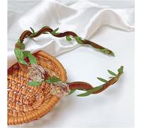 Guirnalda nupcial Corona de corona de flores, Estilo de bosque Boda Nupcial Diadema Tiara Imitación Flor transparente Hoja verde Corona Tocado Mujeres Corona de pelo Aro de pelo (Color : A Lavender)(A