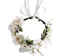 Guirnalda nupcial Corona de flores Corona, Boho Simulación Flor Diadema Guirnalda Rhinestone Perla Joyas Corona Corona Cinta ajustable Nupcial Boda Diadema Fiesta