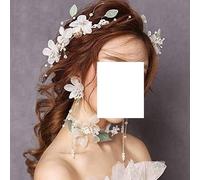 Guirnalda nupcial Corona de flores Corona, Diadema Mujeres coreanas Diademas y aretes Conjunto Boda Novia Tiaras Coronas Tocado de flores nupcial Accesorios for el cabello Perla Diadema Corona