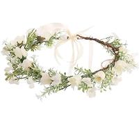 Guirnalda nupcial Corona de flores Corona, Hawái Romántica Flor de rosa blanca Diademas florales Corona de cabeza for boda Guirnalda Playa Accesorios for el cabello de viaje