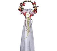 Guirnalda nupcial Corona de flores Corona, novia coreana Corona de flores Mariposa Hermoso velo Tocado Corona de cabeza Tocado de boda Playa Vacaciones Fotografía Guirnalda