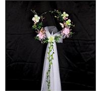 Guirnalda nupcial Corona de flores Corona, Princesa de ratán Novia Corona de flores Perla Floral Velo de mariposa Corona de cabeza Guirnalda dulce Compatible con tocado de boda Fotografía de playa