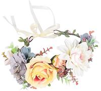 Guirnalda nupcial Corona de flores Corona, Romántica Corona de flores artificiales Cinta Ajustable Diadema Novia Boda Cabeza Corona Adultos Niños Vacaciones Guirnalda Rendimiento