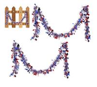 Guirnalda patriótica del 4 de Julio Tinsel Garland - Star Red White Blue Twist 4 de Julio Garland | 2 Colgantes de espumillón con Purpurina, Decoraciones Festivas para el Día de la
