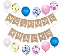 Guirnalda trasera de yute para bienvenida a casa, guirnalda decorativa de arpillera decorativa para fiestas, decoración de la escuela, familia