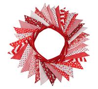 Guirnalda triangular de 10 m, 36 banderines de tela de algodón, para fiestas de cumpleaños, bodas, baby shower, decoración al aire libre y para el hogar (rojo)