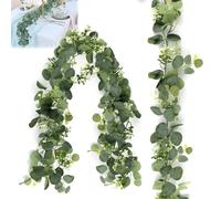 Guirnaldas Artificiales de Eucalipto, MOLENCO 2 Piezas 180 cm Guirnaldas de Eucalipto, Decoración de Eucaliptos Colgante, Planta Artificial Guirnalda para Bodas, Mesas, Escalera, Chimeneas