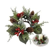 Guirnaldas de anillos de vela de Navidad - 8 cm de seda + PP Anillos de portavelas | Minicoronas para vegetación y bayas para pilares, cónicas y LED | Corona de anillos de vela - Decoración de mesa y