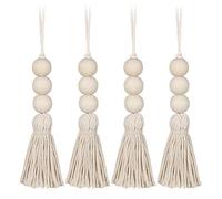 Guirnaldas de Cuentas de Madera, Borlas de Cuentas de Granja, Cuentas de OracióN de DecoracióN RúStica para la DecoracióN de la Perilla de la Puerta del Hogar (4 Piezas)