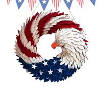 Guirnaldas del 4 de julio para puerta de entrada - Guirnalda de banderas de águila americana, guirnalda floral azul rojo | Guirnalda colgante del día de la independencia con tema patriótico