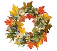 Guirnaldas, Fall Wreaths for Front Door, Rustic Artificial Fall Wreaths with Pumpkins, Maple Leaves & Berries, Autumn Decor for Home Porch Outdoor Thanksgiving Halloween (B)