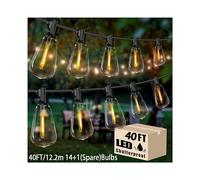 Guirnaldas LED para exterior con bombillas ST38 para balcón, 12,19 metros (480 pulgadas), 14+1 bombillas (de repuesto)