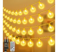 Guirnaldas Luces con Enchufe para Exterior y Interior,13M Luces de Navidad con mando a distancia, 8 modos de luz y brillo regulable, Ideal para iluminación de Jardín, Patios, Pérgolas Decoración