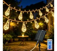 Guirnaldas Luces Exterior Solar 10M, Cadena de Luces Solar Exterior con 15 Bombillas S17 LED 8 Modos, Regulable, Cadena de Luce Decoración Vintage para Jardines Terraza Fiestas Bodas
