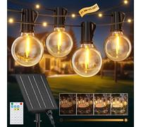 Guirnaldas Luces Exterior Solar, 31.5M/103.4Ft Lámparas Solares de Jardín Luces con 40+1 G40 Bombillas y 78 Perlas LED, 19 Modos Impermeable Guirnalda Solares para Jardín, Terraza, Navidad, Fiesta