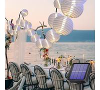 Guirnaldas Luces exterior solar, 8 metros 30 linternas LED 8 modos, Luces solares led exterior jardin impermeables blancas para balcón, jardín, patio, boda, decoración de festivales (blanco frío)