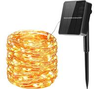 Guirnaldas Luces Exterior Solar, Luz Navidad 24M 240 LED 8 Modos con Función de Memoria y Impermeable IP65, Cadena de Luces para Jardín, Fiestas, Patio, Arboles, Bodas, Festivales - Blanco Cálido
