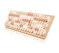 Guismous Bonito teclado con cable, máquina de escribir retroiluminada blanca con perilla de volumen, botón de interruptor de luz y soportes plegables, teclado de tamaño completo con teclado numérico