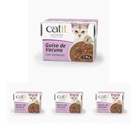 Guiso para Gatos Catit Cuisine, Vacuno con verdura-95g (Paquete de 4)