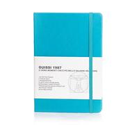 Guissi Cuaderno clásico de cuadrícula punteada con tapa dura A5, papel grueso de 80 g/m² sin ácidos con bolsillo interior fino, material escolar de oficina de piel sintética, 144 páginas, diseñado en