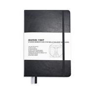 Guissi Cuaderno clásico de cuadrícula punteada, tapa dura, A5, papel grueso sin ácidos, con bolsillo interior, suministros escolares de oficina, 144 páginas