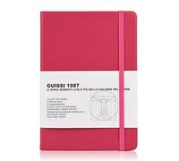 Guissi Cuaderno clásico de puntos, tapa dura, A5, 80 g/m², papel grueso libre de ácidos, con bolsillo interior fino, piel sintética, 144 páginas, diseñado en Florencia