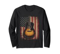 Guitar American Flag Guitar Player Guitarist Country Music Manga Larga