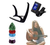 Guitar Capo Picks Set, Lightweight Guitar Capo, Guitar Tuning Clip, Classical Guitar Capo, Lightweight Guitar Capo and Tuner Set Versatile Capo Picks Set for Acoustic, Electric, and Classical Guitars
