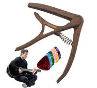 Guitar Capo With Picks - 8x9Cm Adjustable Acoustic Electric Capo Clamp With 6 Picks | Portable Tuner Clip For Beginners Players | Precise Performance Guitar Accessory For Practice And Performance