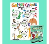 Guitar Chords - Póster infantil de 19 x 27 pulgadas + libro de canciones Easy Guitar Method •