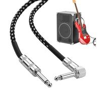 Guitar Cord | Heavy Duty 6.5mm Reinforced Guitars Cables | Right Angle to Straight Instrument Cable | Durable Low Noise Audio Cable for Bass Mandolin Electric Guitar Studio Recording Home Practice Ban