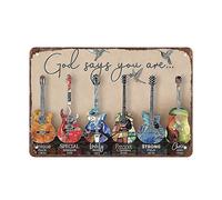 Guitar God Says You Are Unique Special Guitar Lover Retro Cartel de chapa Cartel de metal Vintage Sign Plate Coffee Bar Hogar Decoración al aire libre Cocina Pintura de hierro Cafe Club Man Cave Placa