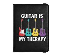 Guitar Is My Therapy - Cartera de viaje de cuero para pasaporte, seguro y oculto para billetes esenciales de viaje familiar