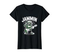 Guitar Jammin Cool Guitar Happy Cartoon Vibe Camiseta gráfica económica, Mujer, Negro, XS
