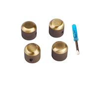 Guitar Knob Screwdriver Set 4Pcs | Metal Control Knob Hat Replacement for Electric Guitar/Bass/Ukulele | Slot Screwdriver Included