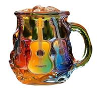Guitar Mug, Novelty Music Cup, Themed Ceramic Coffee Mug for Teachers Musicians Guitarists, Travel Friendly Gift for Christmas Retirement Birthday Home Collection, 9x9x8.7cm