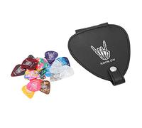 Guitar Pick Bag Large Capacity Scratch Resistant PU Leather Case, Guitar Picks Holder with Fine Stitching, Holds 22 Picks, Compact Guitar Pick Storage Bag for Musicians On the Go (con púas de 22