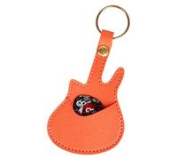 Guitar Pick Holder, Leather Pick Storage Keychains, Secure Snap Pouch for Guitarists, Compact Organizer, Portable Travel Accessory, Ideal para Acoustic Electric Bass Players, 13,4 x 7 cm, 11 g